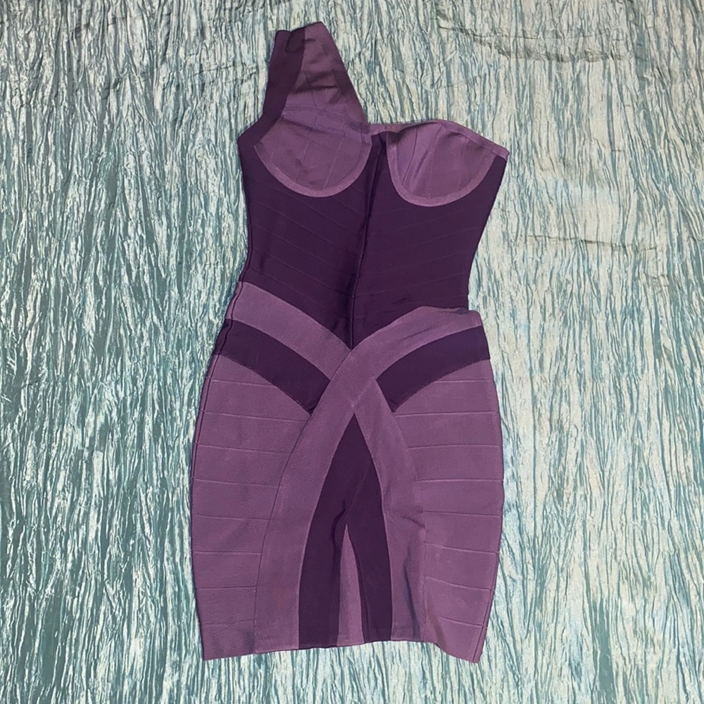One shoulder purple bandage dress size small